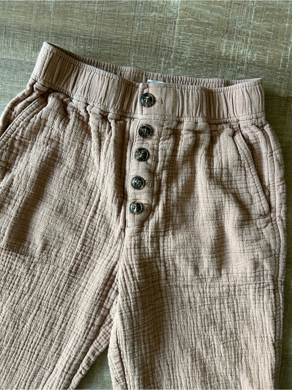 ▶️ Madewell Linen Blend Gauze Henley Crop Pants XXS Taupe Pull On Minimalist - Picture 3 of 10